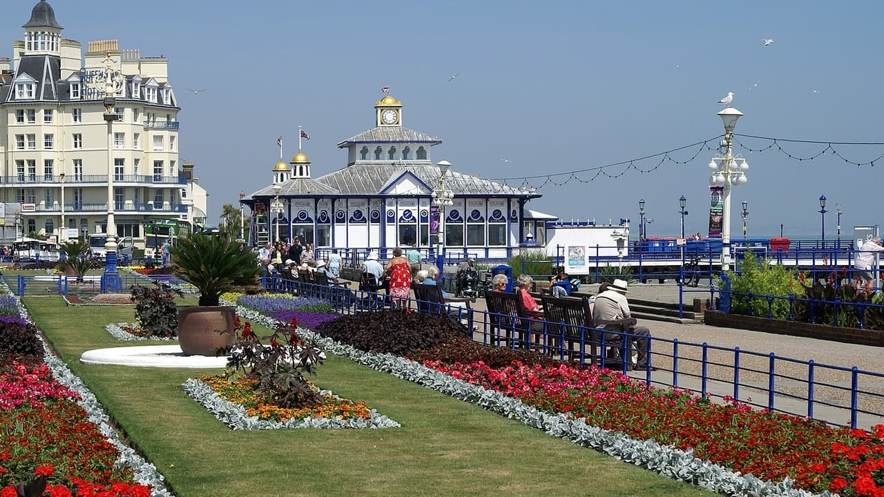 The seafront gardens and pier pavilion on Eastbourne's Grand Parade, a general view of the town and not the scene of the incident