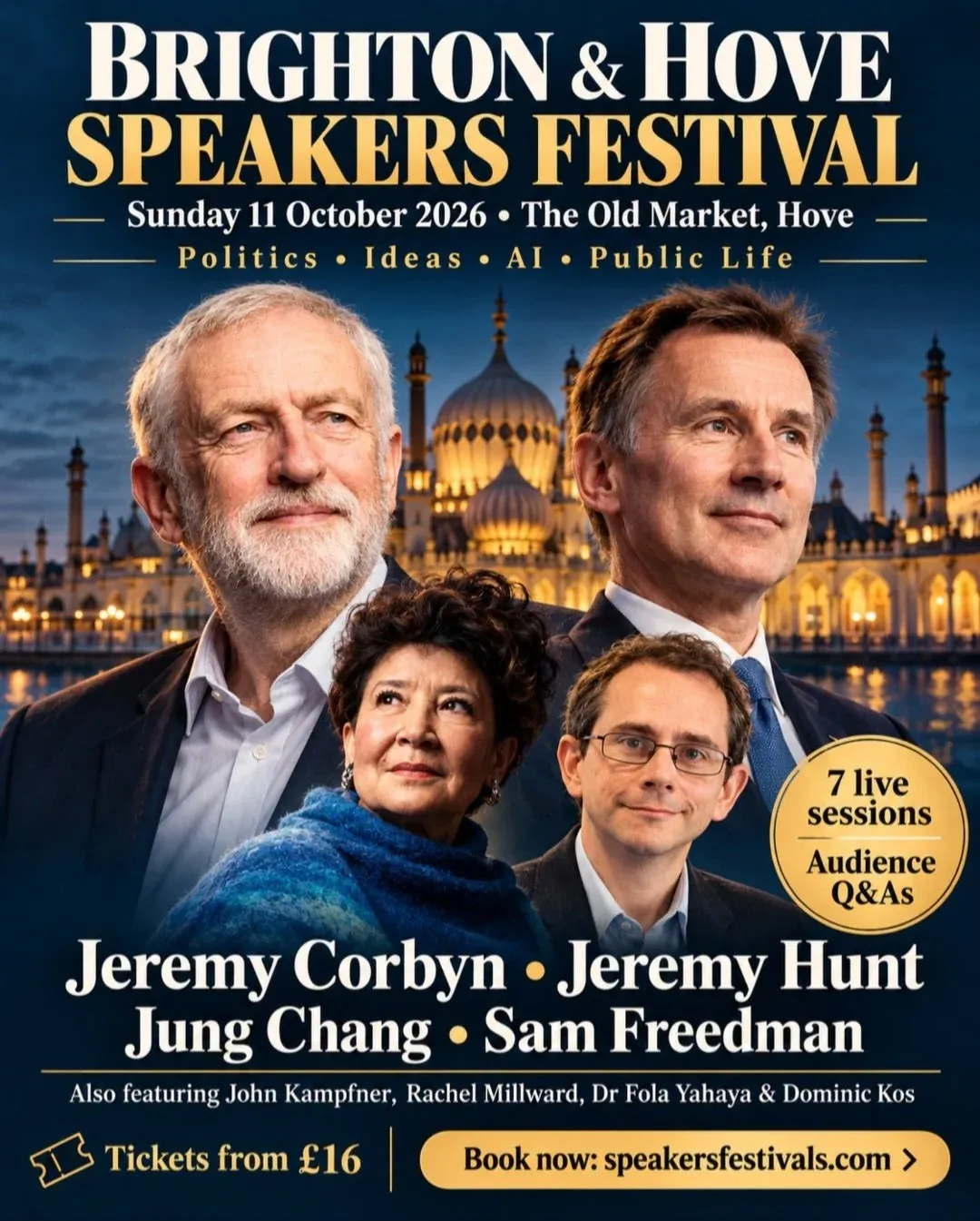 Brighton & Hove Speakers Festival Brings Corbyn, Hunt and Jung Chang to Hove